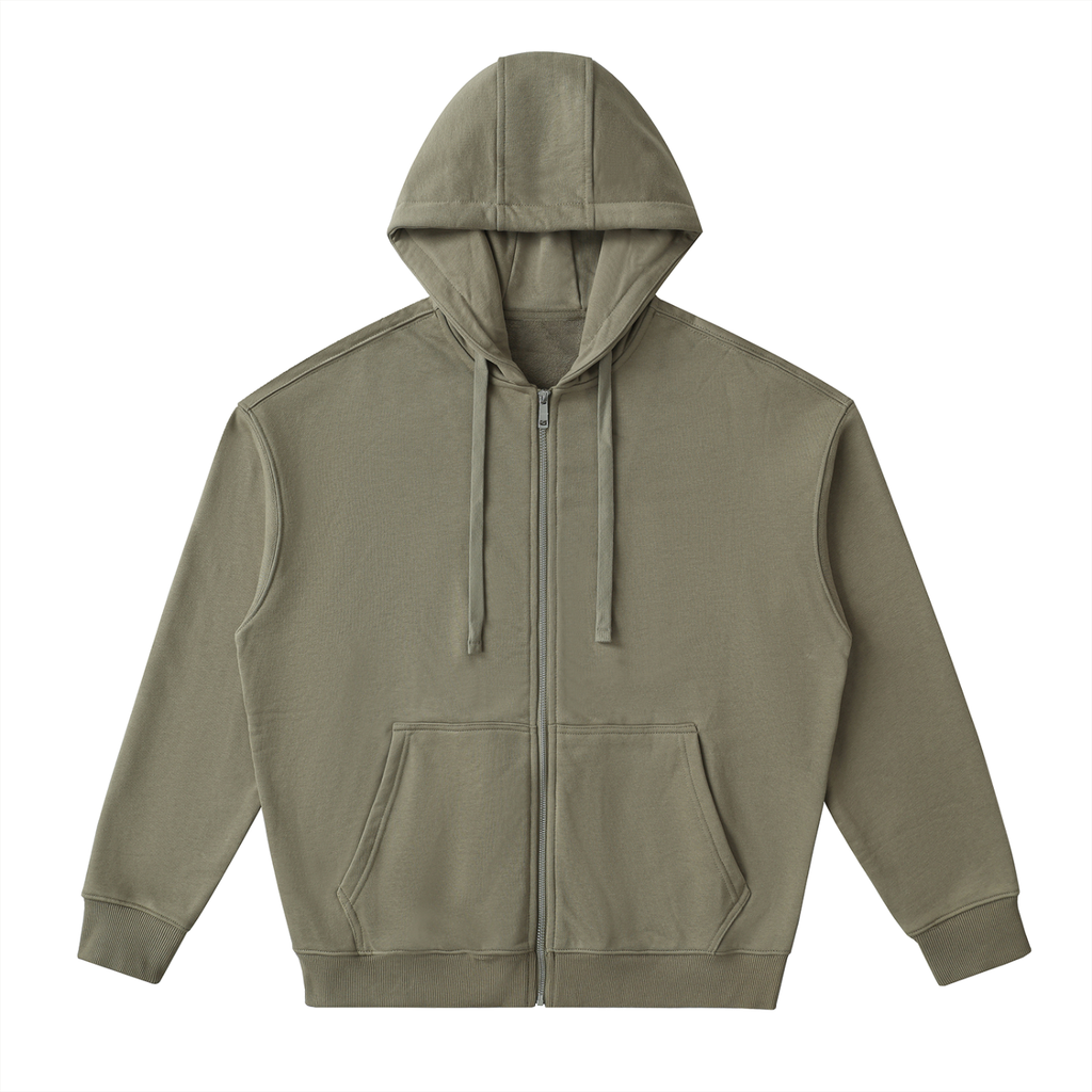 DROP-SHOULDER ZIP UP HOODIE